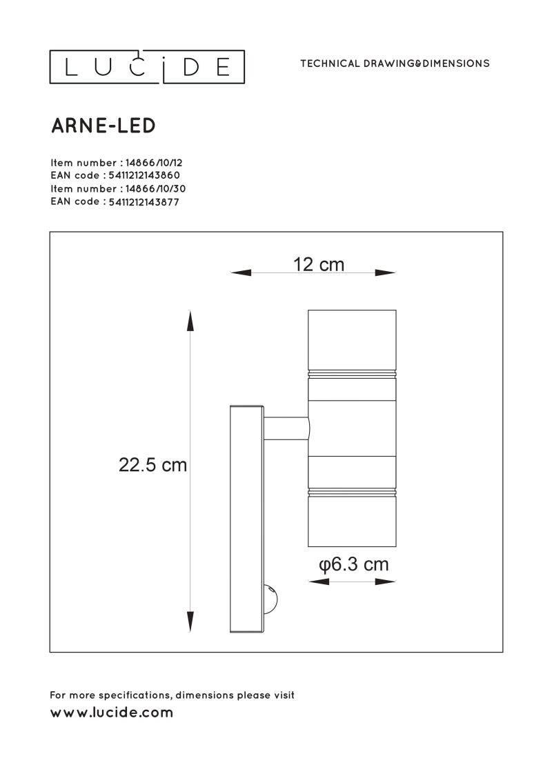 ARNE-LED - Nástenné svietidlo +IR - 2xGU10/5W 14866/22/30